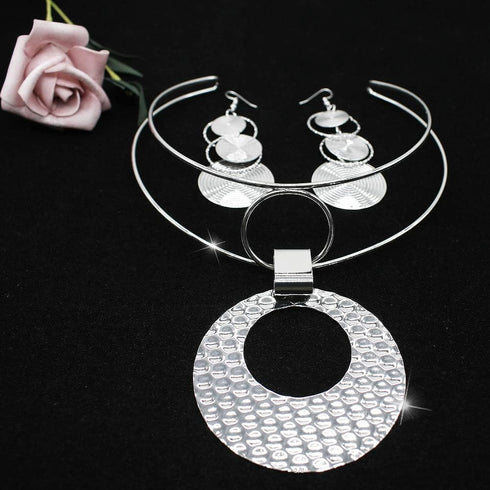 HSQYJ Fashion Bib Choker Drop Earring Set Bohemian Punk Ethnic Style Statement Dangle Earrings Pendant Necklace Crystal Wedding Bridal Jewelry Set...