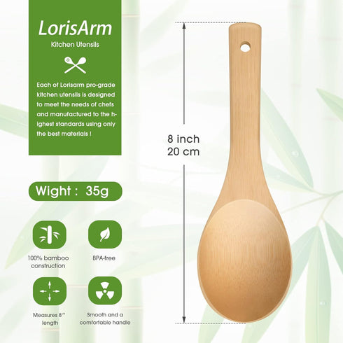 Bamboo Rice paddle 2pcs Wooden Spoons for Serving Utensil, Wood rice scooper spoon Kitchen Utensil Set....