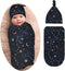 Space Galaxy Constellation Swaddle with Beanie Set, Soft and Stretchy Space Baby Stuff Blanket Swaddle Sleep Sack for Newborn Boy and Girl...