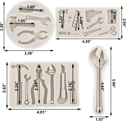 Construction Tools Fondant Silicone Molds Hand Tools Chocolate Mold For Cake Decorating Cupcake Topper Candy Gum Paste Polymer Clay Set Of 4...