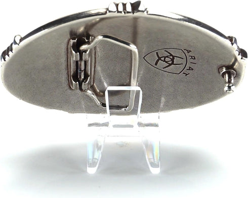 ARIAT Men's Western Buckle, Antique Silver with Steer Head Motif and Barbwire Edging-A37050...