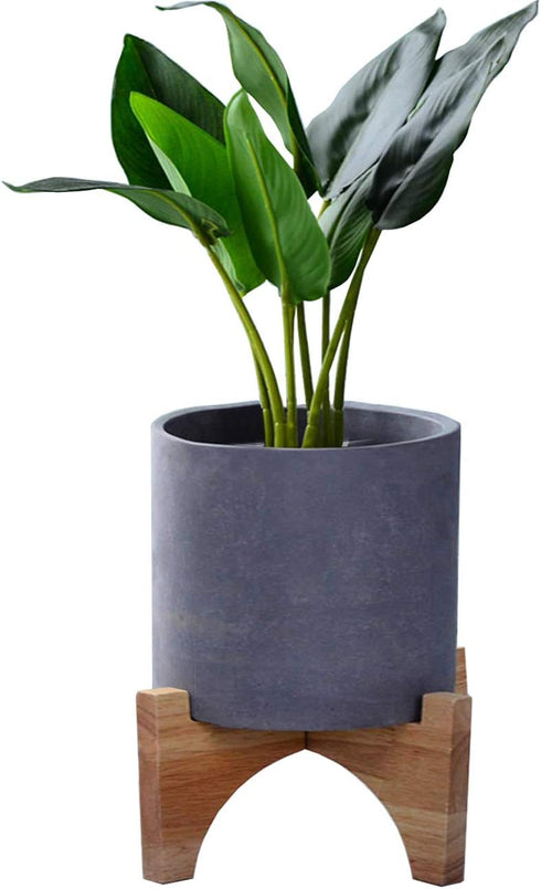 TIHOOD 7" Bamboo- Mid Century - Modern plant stand - Indoor Ceramic Pot/Planter Holder - Foldable- Plant Holder...