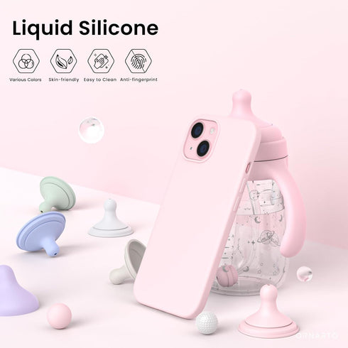 ORNARTO Compatible with iPhone 15 Plus Case 6.7", Slim Liquid Silicone 3 Layers Full Covered Soft Gel Rubber Cover Protective Phone Case with Anti...