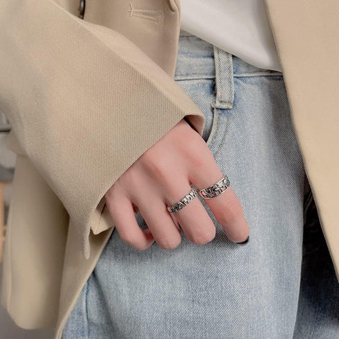 Cute Elephant Open Statement Ring Sterling Silver 925 for Women Girls Adjustable Vintage Wrap Finger Bands Eternity Promise Engagement Ring Animal...