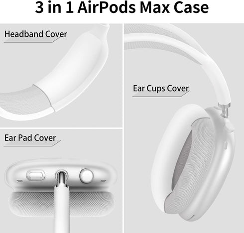 AIRSPO for Airpods Max Case Cover, Clear Soft TPU Case Cover+Slicone Earpad Cover+Silicone Overhead Cover, Transparent Protective Case for AirPods...