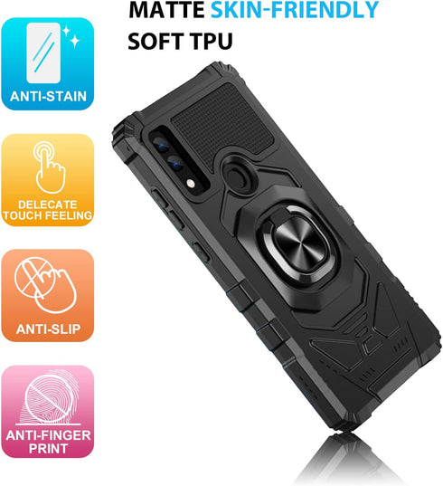 TJS Compatible for AT&T Maestro 3 (U626AA) Case, Metal Ring Magnetic Support Kickstand Heavy Duty Protector Cover Phone Case for AT&T Maestro 3 (B...