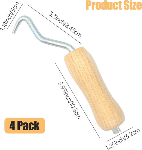 Rebar Twister with Wooden Handle Concrete Iron Wire Tie Twister Tool Hand Steel Tie Tool for Fence Twisting, 3 Pack...