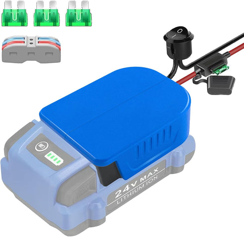 Power Wheel Adapter for Kobalt 24V Battery DIY Adapter, with Fuse & Wire Terminal,14 Gauge Wire, 30Amp Fuse and Switch Button, for DIY RC Trucks, ...