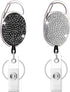 HASFINE 2 Pack Bling Rhinestone Retractable Badge Reels with Belt Clip & Key Ring - Elegant ID Badge Holders for Office, Nurses, Teachers, and Stu...
