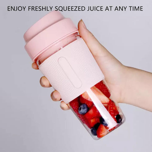 Electric Juicer Cup Mini Portable USB Rechargeable Blender Pink Mixing Bottle for Shakes Fruit Vegetables Frozen Yogurt 300ML...