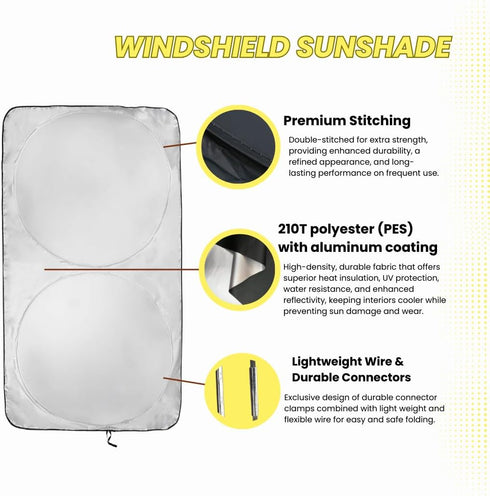 kinder Fluff Patented Windshield Sunshade | Reflective & Foldable Windshield Sun Cover & 99% UV Rays Block | Car Window & Car Interior Accessories...