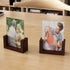 RLAVBL 4x6 Picture Frame Set of 2, Rustic Double Sided Tempered Glass Photo Frames with Wooden Base for Tabletop or Desktop Display...