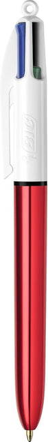 Bic 4 Colours Shine Ballpoint Pens Medium Point (1.0 mm) - Metallic Red Barrel, Box of 12...