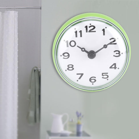 Ciglow Mini Waterproof Clock Electronic, Sucker Wall Clock Portable Bathroom Shower Clock Water.(Green)...