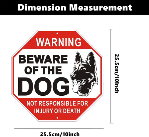 Warning Beware of Dog Sign 10 x 10 Inches - Rust Free Aluminum Dog Warning Signs, Not Responsible for Injury Or Death Warning Dog Sign for Home, B...