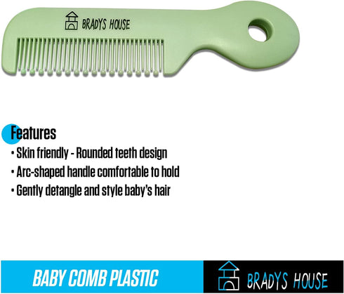 3 Piece Baby Hair Brush & Comb Set for Newborns- Soft Goat Bristle Hair-Brush, Silicone Bath Brush and Plastic Comb for Infant, Toddler, Kids - Ba...