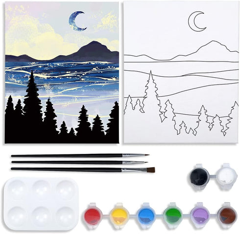 VOCHIC Canvas Painting Kit Pre Drawn Canvas for Painting for Adults Party Kits Paint and Sip Party Supplies 8x10 Canvas to Paint Art Set...
