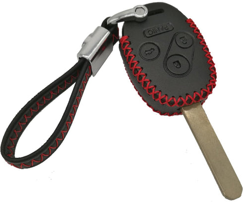 Alegender Hand Sew Leather Keyless Entry Remote Key Fob Case Skin Cover Protector for Honda 3+1 Buttons CRV Accord Civic Polit Remote Control...