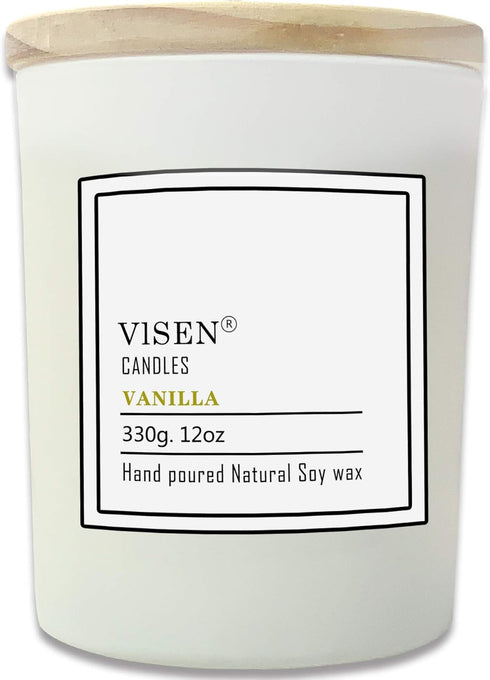 Soy Scented Candles, Natural Organic Candles for Home Scented with Thick Frosted Glass and Wood Lid, 12 Oz/50 Hour Long-Lasting, Highly Scented Ca...