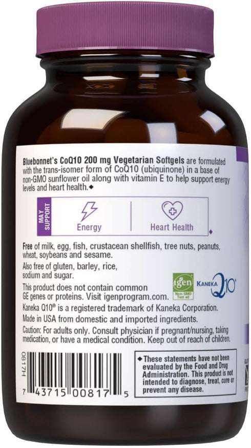 BlueBonnet CoQ-10 Vegetarian Softgels, 200 mg, 30 Count...