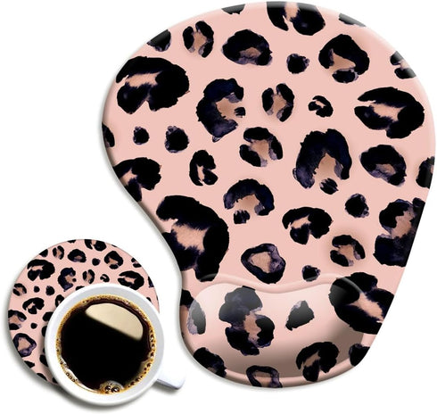 Ergonomic Mouse Pad with Wrist Support and Coaster,Mouse Pads with Non-Slip PU Base for Home Office Working Studying Easy Typing & Pain Relief Leo...