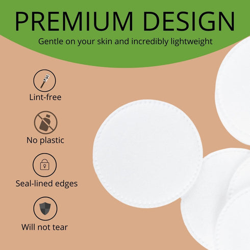 Cotton Rounds Makeup Remover Pads – Pack of 100 – Lint Free Eco-Friendly & Compostable – Use as Makeup Applicator, Nail Polish Remover, or Baby Ca...