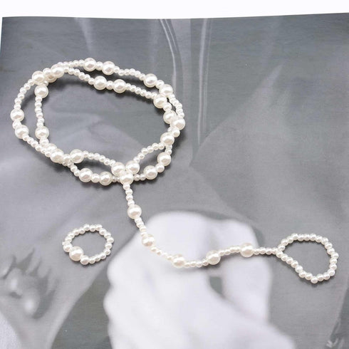 Boho Pearl Barefoot Sandal Anklet Gold Pearl Ankle Bracelet Toe Ring Anklet Vintage Summer Foot Chain Jewelry for Women and Girls (2 Layer)...