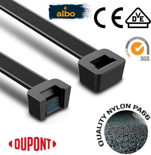 ALBO Black Zip Ties Assorted Sizes 400 Pack Plastic Cable Ties 6+8+10+12 inch Wire Tie UV Resistant Nylon Tie Wraps Assorted Sizes...