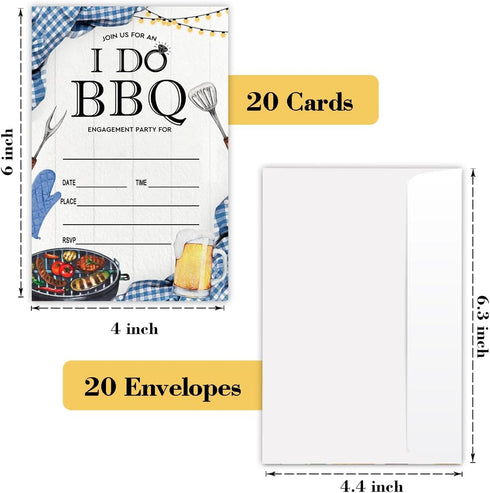 I Do BBQ Invitations with Envelopes for Wedding Bridal Shower Couple Shower Invites Barbeque Picnic Grill Cook Out Invite Cards Rehearsal Dinner P...