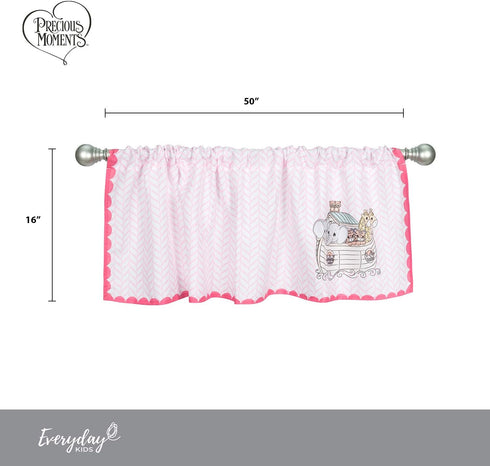 EVERYDAY KIDS Precious Moments Noah’s Ark Window Valance for Toddler and Baby Girls Animal Image of Giraffes, Tigers and Elephants on The Ark with...