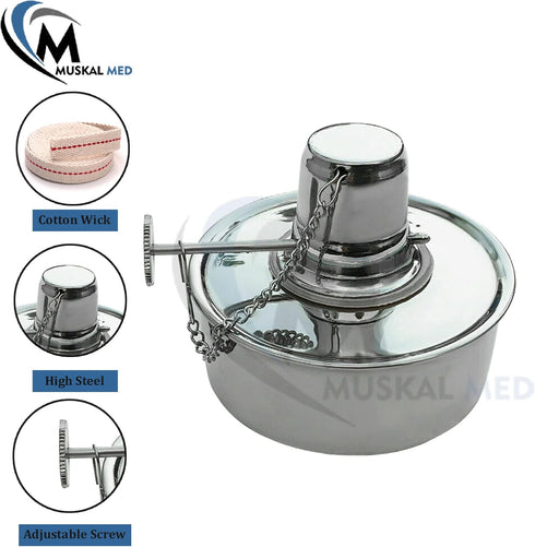 Dental Alcohol Lamp Stainless Steel Alcohol Burner Lamp Dental Lab Equipment Heating Come with Metal Cap 100ml DS-1456...