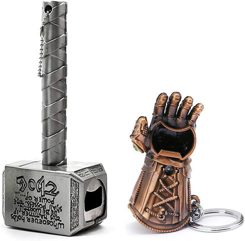 2-Pack Magnetic Hammer Shaped Beer Opener and Glove Keychain Bottle Opener, Beer Gifts Bottle Opener for Men, Husband, Dad, Grandpa, Boyfriend...