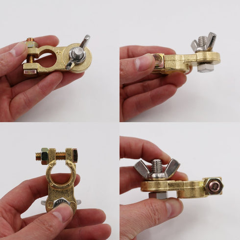 UTSAUTO Battery Terminal Connectors 2Pcs Positive & Negative Brass Car Battery Terminal Clamp for Truck Van Marine Boat RV Max Current 300A...