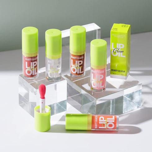 Beauty Glazed Big Brush Head Lip Oil, Ultra-Hydrating & Nourishing, Smooth Glossy Finish Lip Glow Oil, Shiny and Vegan Tinted Lip Gloss, Non-Stick...