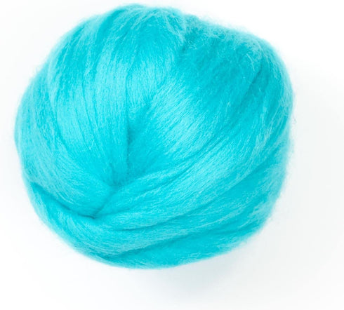 Kondoos Colored Natural Wool roving, 8 OZ. Best Wool for Needle Felting, Wet Felting, handcrafts and Spinning. (Cyan)...