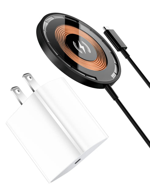 AICase iPhone 14 Magnetic Wireless Charger Built-in USB-C Cable with PD Adapter Compatible with MagSafe Charger for iPhone 14/14 Pro/14 Plus/14 Pr...