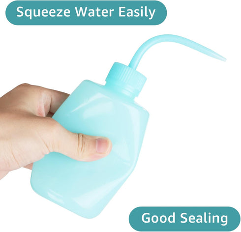 6 Pcs 250 ml/8 oz Tattoo Wash Bottle, Water Squirt Bottle Lab Squeeze Bottles, Lash Water Bottle Squeezer with Narrow Mouth Scale Labels for Medic...