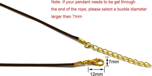 50 Pieces 1.5mm Brown Waxed Necklace Cord with Gold Chain Lobster Clasp for Bracelet Necklace and Jewelry Making...