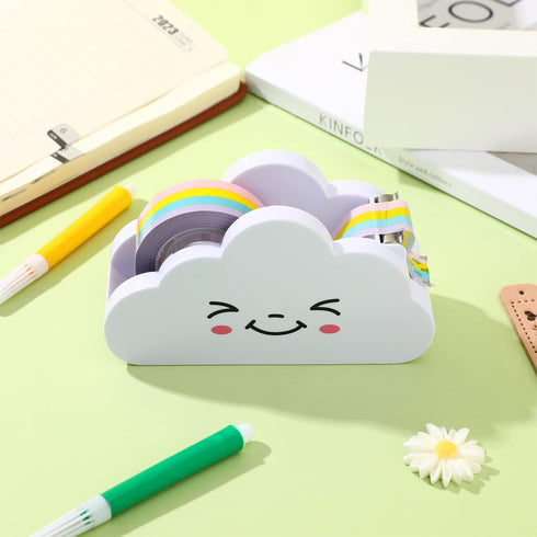 TOYANDONA Cloud Tape Dispenser and Rainbow Tape Set, Cartoon Desktop Tape Cutter Cute Roll Tape Holder for and More School Office Stationery Suppl...