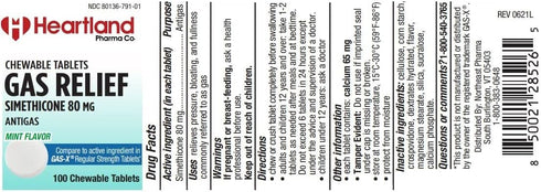 Gas Relief Simethicone 80mg Chewable Tablet - Mint-Flavored Chewable Pill - Made in The USA - (100 Count)...