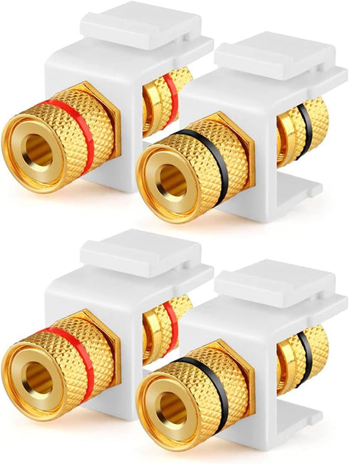 TNP Banana Jack Keystone Insert (Set of 4) - Stereo Speaker Banana Connector Binding Post Snap in Adapter Socket Female Port Inline Coupler for Wa...