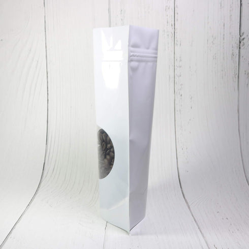 Double-Sided Matte/Glossy Color with Clear Round Window Stand-Up Pouch (100 Bags/Pack) (4" x 6.3", Glossy White)...