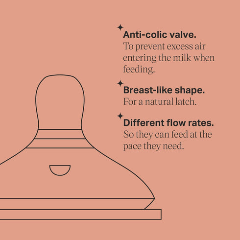Tommee Tippee Natural Start Baby Bottle Nipples, Fast Flow, 6+ Months, Breast-Like for a Natural Latch, Anti-colic Valve, Soft Silicone, Pack of 6...