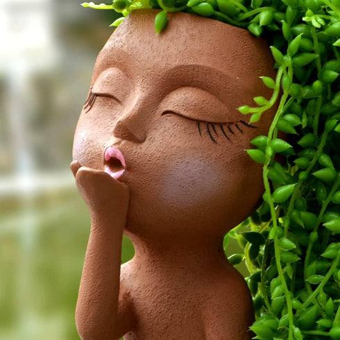 Face Planter, Head Planter, Women Faces Flower Pots, Plant Pots, Small Kissing Succulent Pots for Indoor Outdoor Plants, Cute Vase Home Decor, Bro...