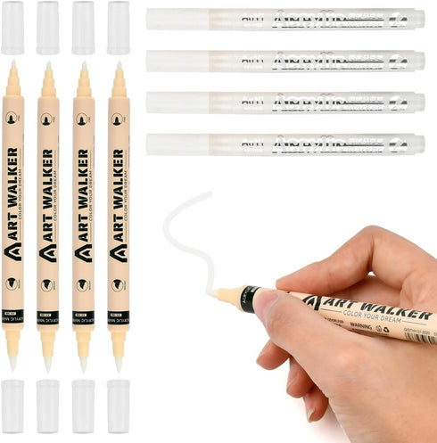 8 Pack Black and White Acrylic Paint Pens, Single & Dual Tip Fine Point Paint Pens, Permanent Paint Marker, Waterproof, Quick Dry for Rock Paintin...