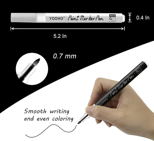 Paint Pen White Black Acrylic Marker Set for Rock Wooden Tire Metal Leather Glass Painting, 0.7mm Fine Point Quick Drying (3pcs Black +3pcs White)...