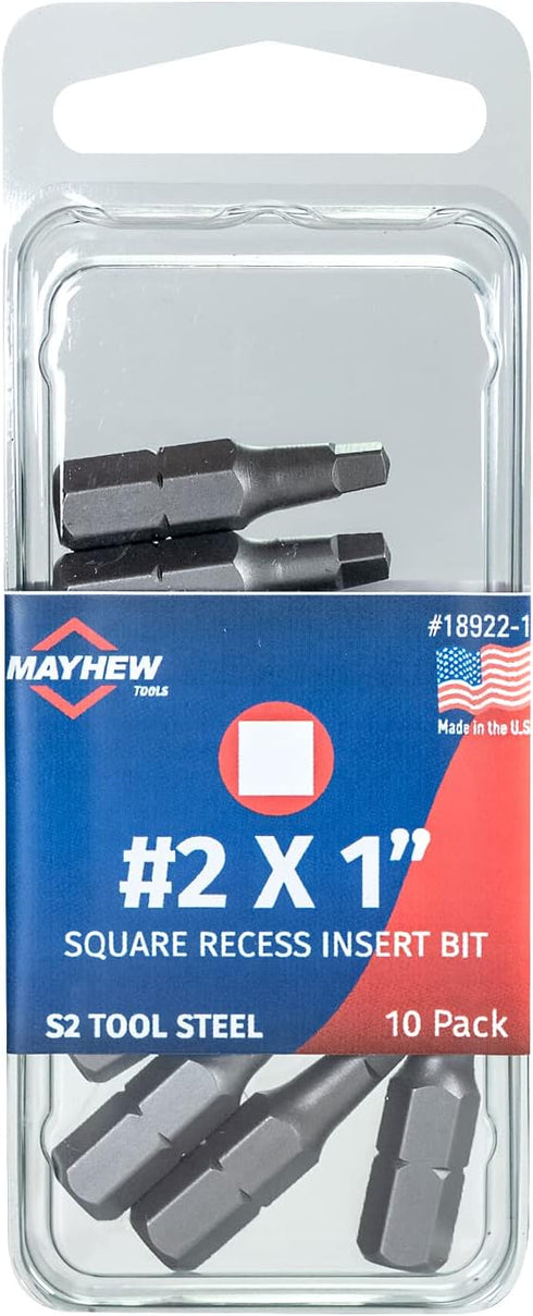 Mayhew Tools 19603-4 Square Recess Power Bit, NO. 3 x 2", 4-Pack...