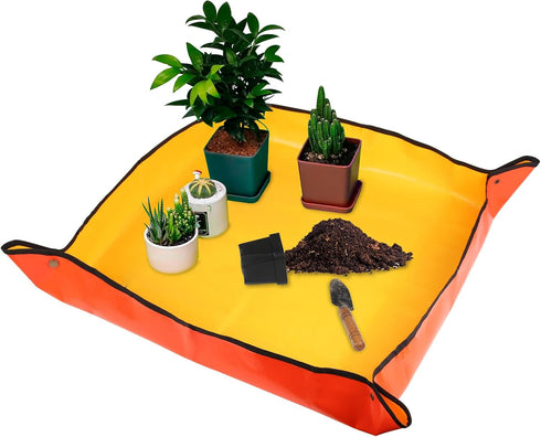 Repotting Mat for Transplanting & Potting Soil Mess Control, 26.8" x 26.8" Waterproof Plant Potting Mat, Succulent Orchid Potting Tray for Plant P...