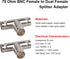 2PCS BNC Splitter Adapter 75 Ohm BNC Female to Dual Female Splitter 1 in 2 Out for SDI HD-SDI Scope CCTV Security System Monitor Connector...