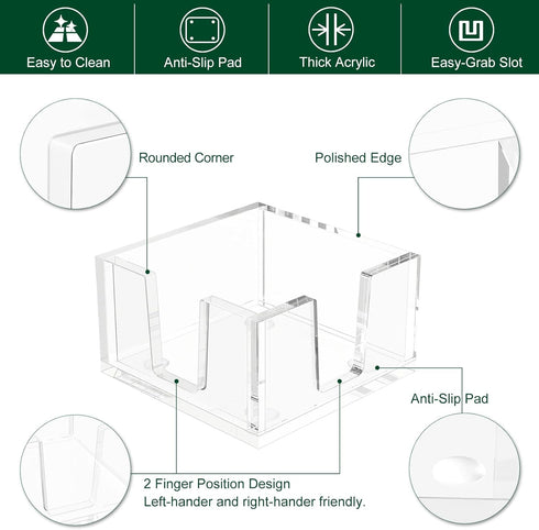 Acrylic Sticky Note Holder, Self-Stick Note Pad Holder W/O Pads - Note Dispenser Memo Pad Holder Desk Organizer for School Office Home (3''x3'' Cl...
